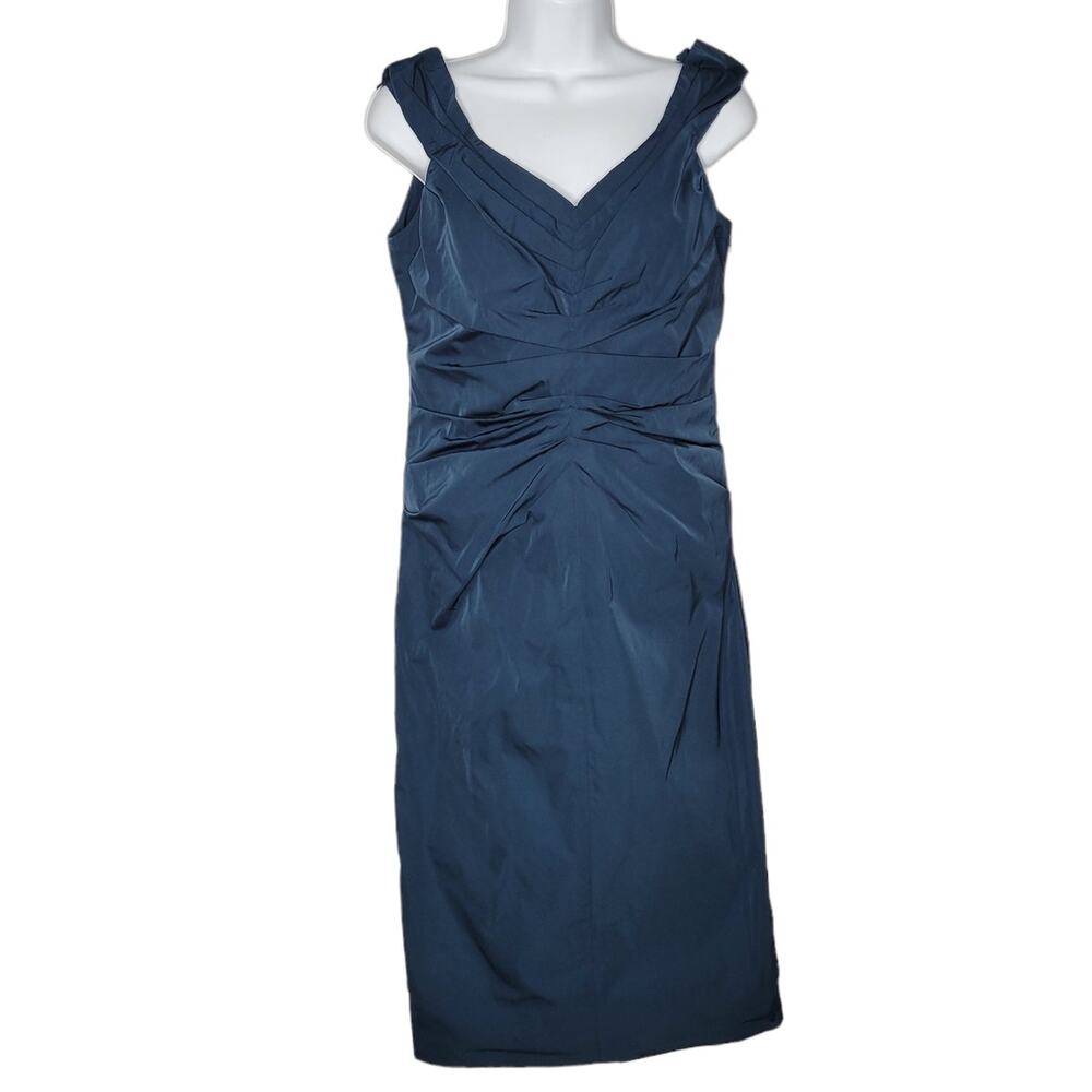 Lida Baday Teal Tucked Sleeveless Knee Length Sheath Dress NEW Women's 6